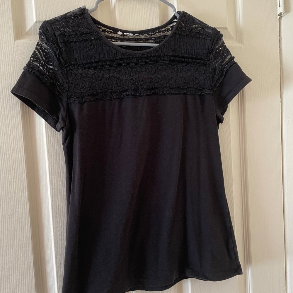 Black Lace-Top Shirt